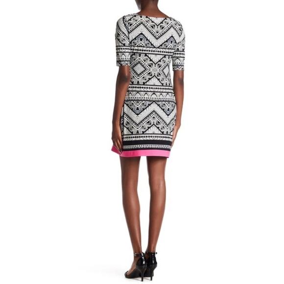 Eliza J Chevron Print Short Sleeve Dress Size 14 Multicolor - Picture 4 of 8